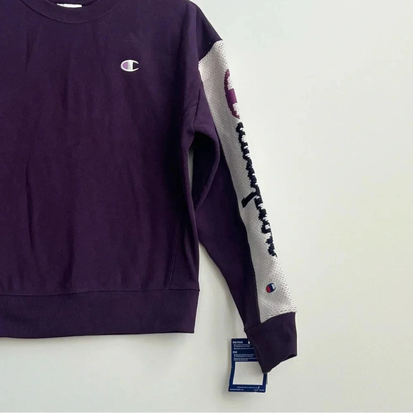 New Champion Reverse Weave Sweatshirt Purple Long Sleeve Embroidered Knit logo - Picture 2 of 16